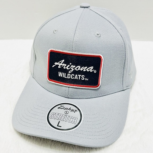 Zephyr Arizona Wildcats Script Patch Hat‎ Cap Stretch Flex Large Light Gray NCAA - Picture 1 of 5